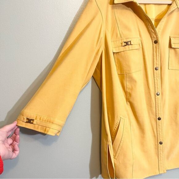 Plus Size JM Collection Women Yellow Suedelike Button Down 3/4 Sleeve Size 3X - Picture 4 of 12